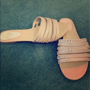 Gianni Bini Strappy Flat Sandals Rose Gold